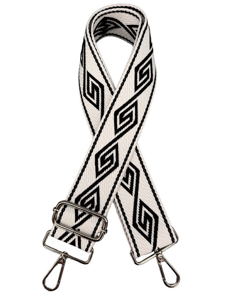 Adel Bags Schulterriemen Verstellbarer Taschenriemen mit Ethno-Muster (Blau/Creme) von Adel Bags