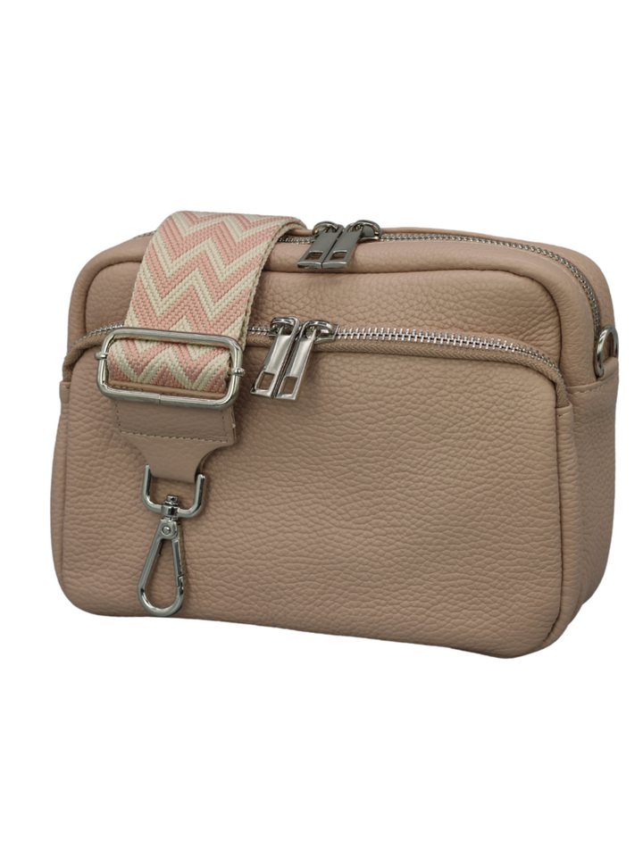 Adel Bags Schultertasche BELLA Umhängetasche für Damen, Schultertasche mit 2 Wechselriemen, echtes Leder, hergestellt in Italien von Adel Bags