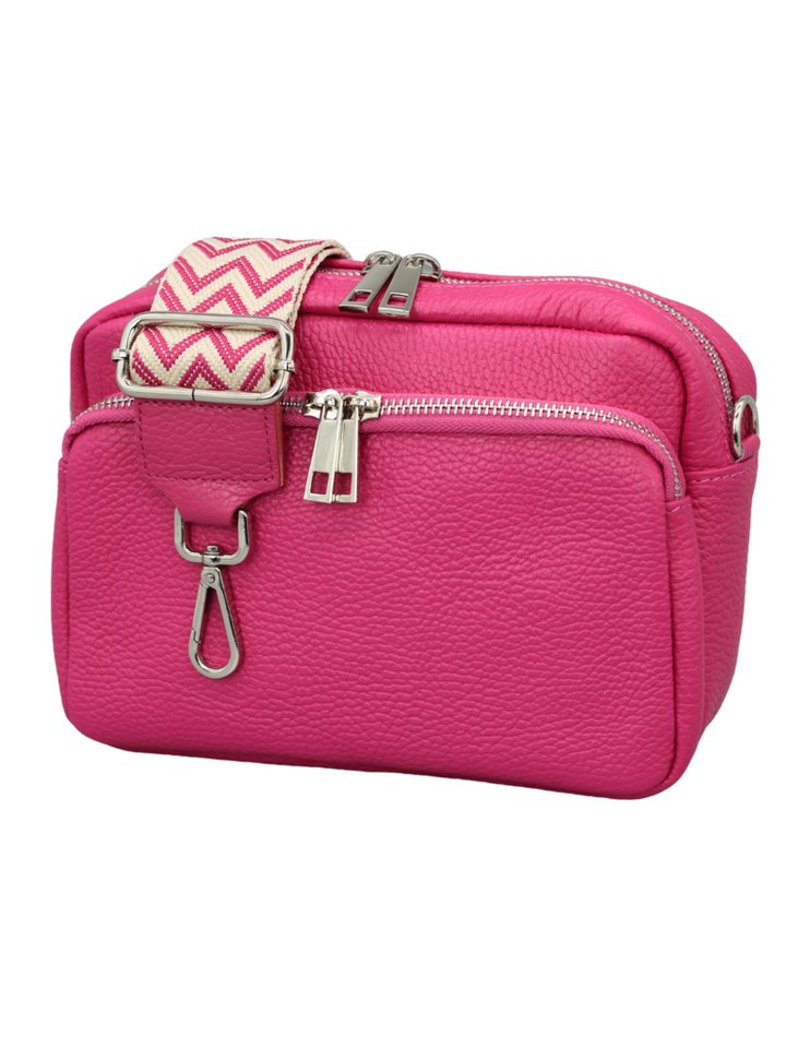 Adel Bags Schultertasche BELLA Umhängetasche für Damen, Schultertasche mit 2 Wechselriemen, echtes Leder, hergestellt in Italien von Adel Bags