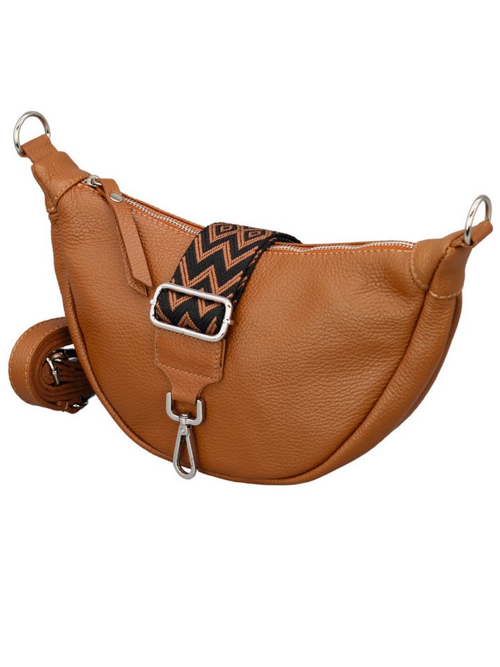 Adel Bags Schultertasche DIANA Halbmond Tasche Leder, Umhängetasche für Damen, Gürteltaschen, echt Leder, Made in Italy von Adel Bags