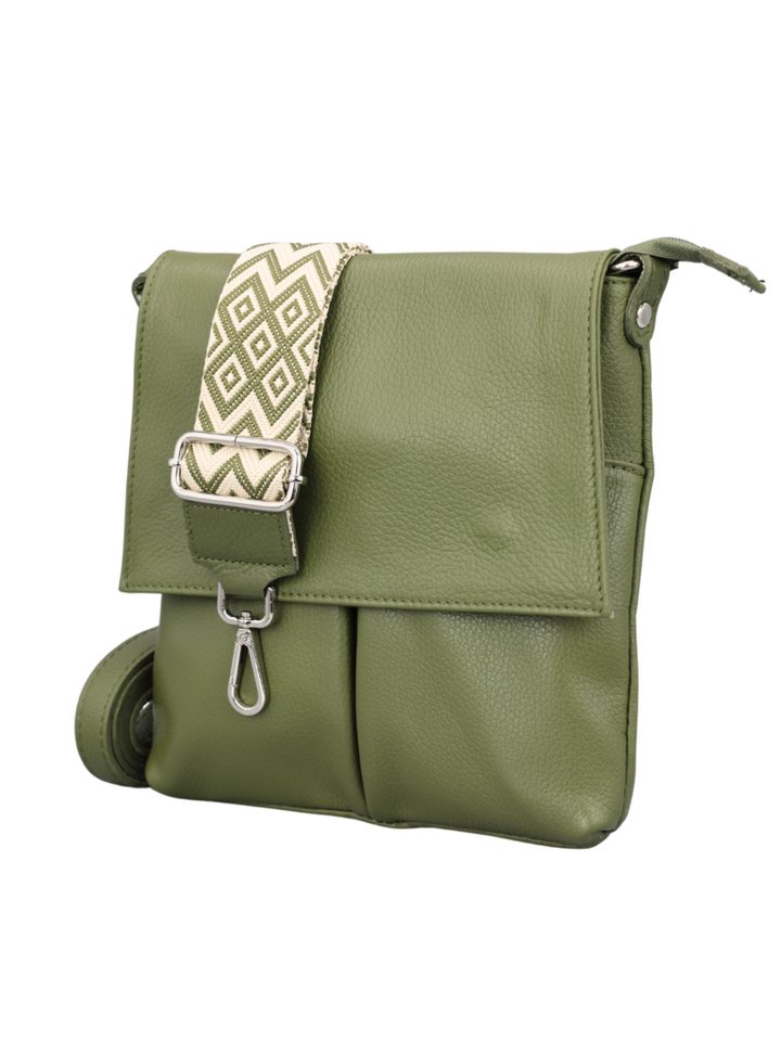 Adel Bags Schultertasche ELLA Umhängetasche für Damen mit 2 Riemen, echtes Leder, hergestellt in Italien von Adel Bags