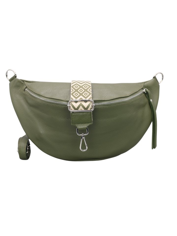 Adel Bags Schultertasche EMMA XL Umhängetasche Crossbody Bag Gürteltasche mit 2 Riemen, echtes Leder, hergestellt in Italien von Adel Bags