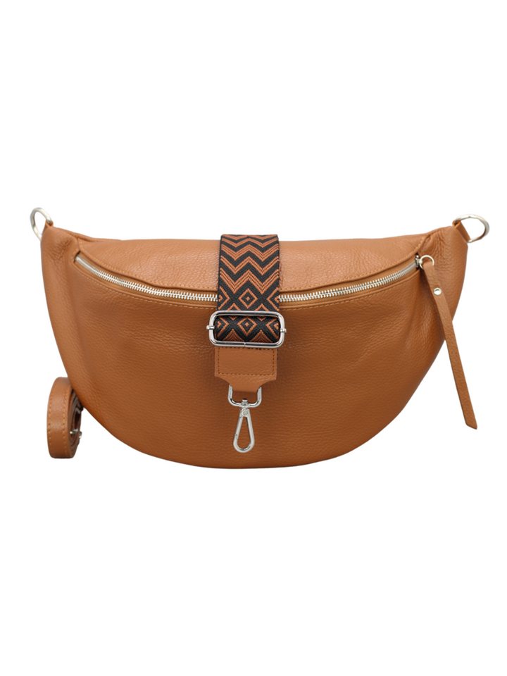 Adel Bags Schultertasche EMMA XL Umhängetasche Crossbody Bag Gürteltasche mit 2 Riemen, echtes Leder, hergestellt in Italien von Adel Bags