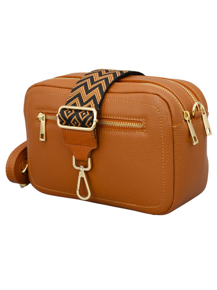 Adel Bags Schultertasche GALA aus echtem Leder, Umhängetasche für Damen mit 2 Riemen, echtes Leder, hergestellt in Italien von Adel Bags