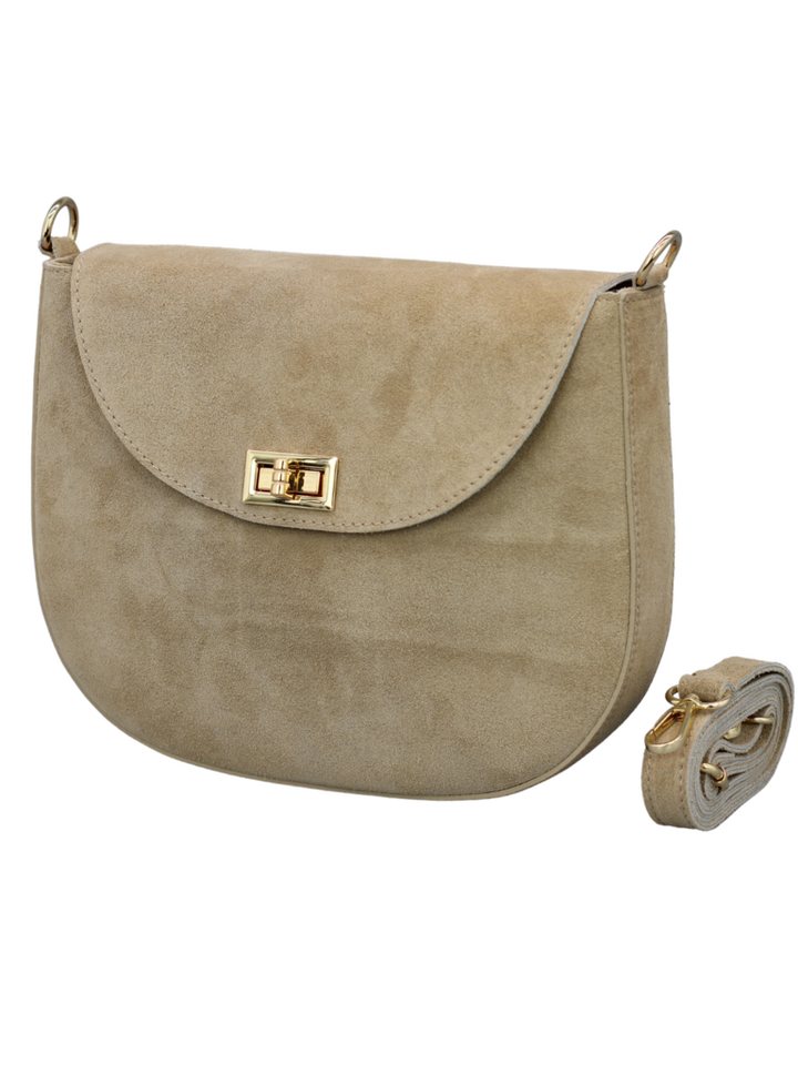 Adel Bags Umhängetasche Halbmond Damen Schultertasche, echtes Wildleder, Innen und Hintentasche mit Reißverschluss, hergestellt in Italien von Adel Bags