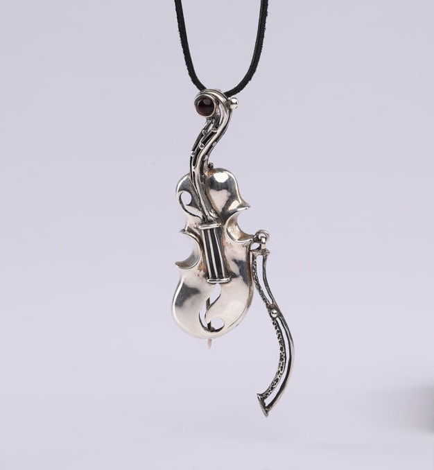 Cello Silber Halskette, Cellist Schmuck Geschenk, Großes Sterling Wimpel Cello Silber Halskette, Cellist Schmuck Geschenk, Großes Sterling Wimpel von AdelKaraSilverPalace
