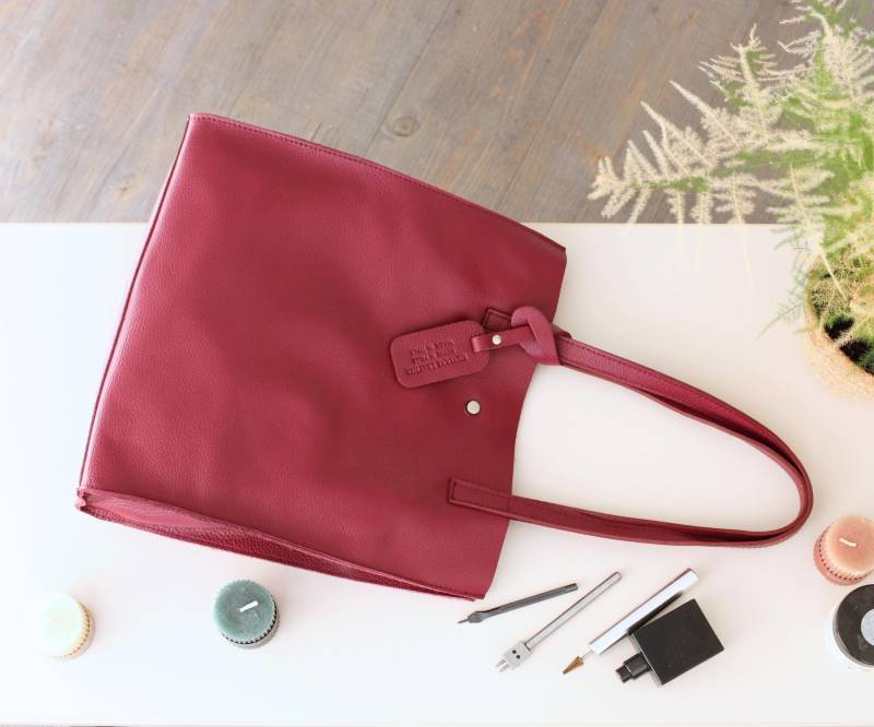 Leder Shopper Tasche Damentasche Mit Reißverschlusstasche von AdelLeather