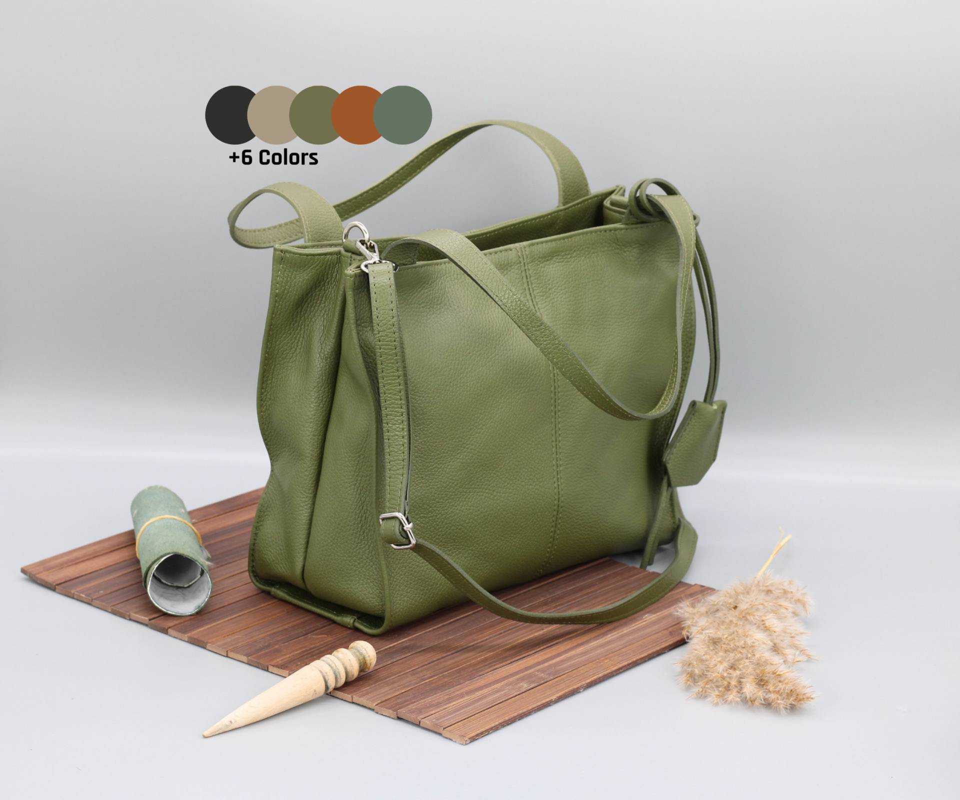 Leder Umhängetasche Damen, Echtleder Handtasche, Crossbody Bag Mit Verschiedenen Farben von AdelLeather