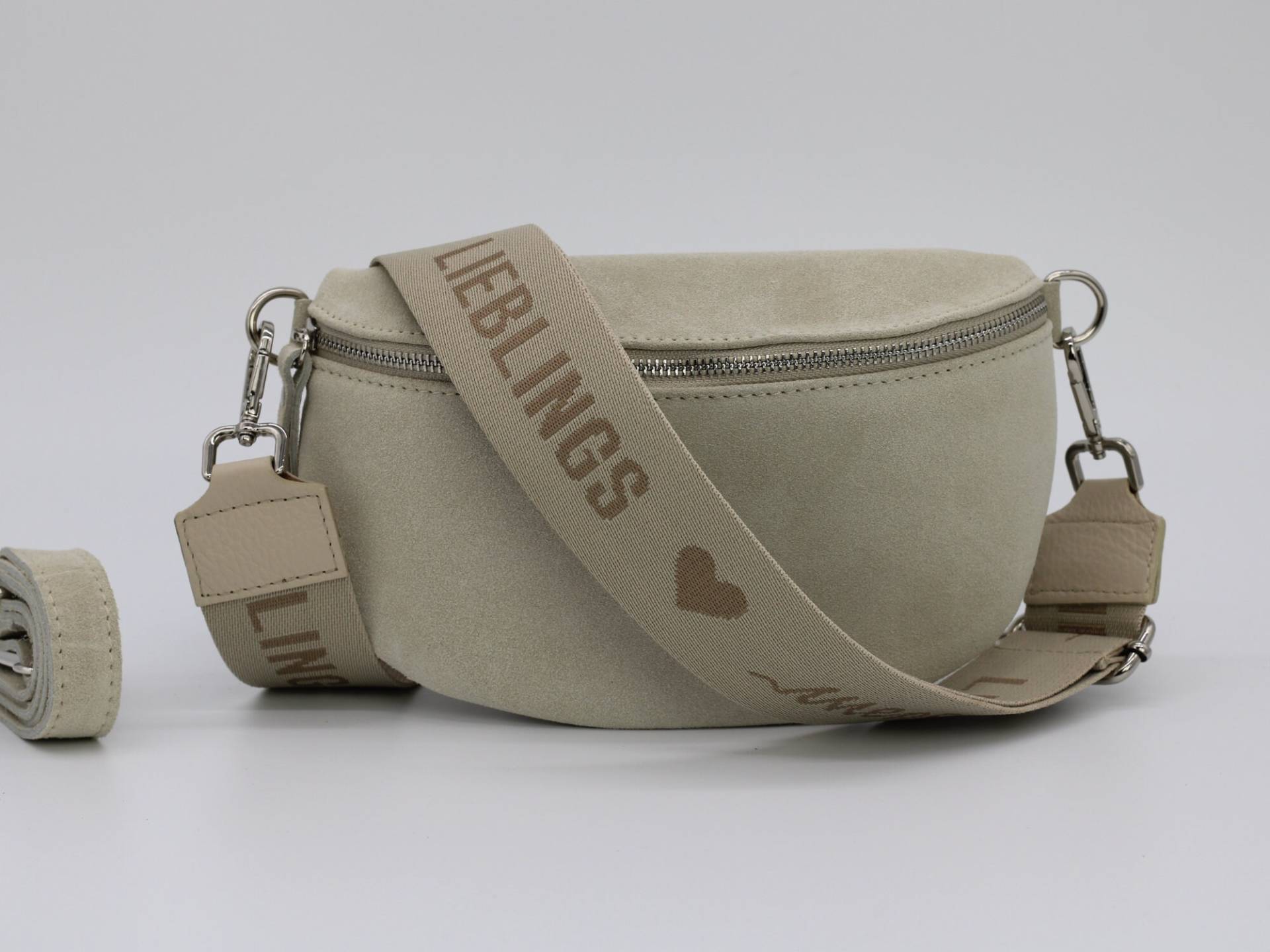 Wildleder Beige Leder Bauchtasche Für Frauen Mit Extra Gemusterten Riemen, Schultertasche, Crossbody Tasche Verschiedenen Größen von AdelLeather