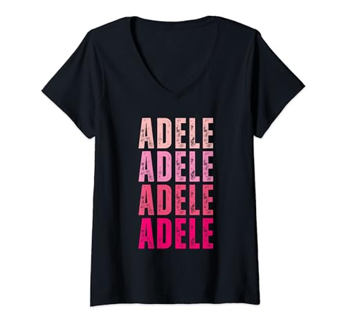 Damen I Love Adele Muster Personalisierter Name Adele T-Shirt mit V-Ausschnitt von Adele First Name