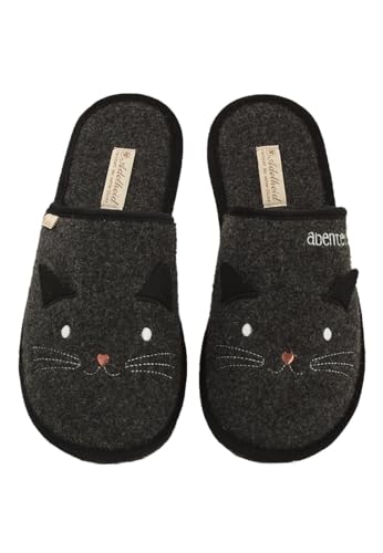 Abenteurerin Ohren Filzpantoffel, Größe:38/39, Farbe:pechschwarz von Adelheid