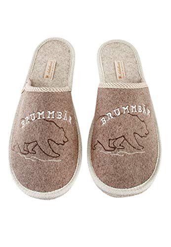 Adelheid Brummbär Filzpantoffel, Farbe:Taupe, Größe:44/45 von Adelheid