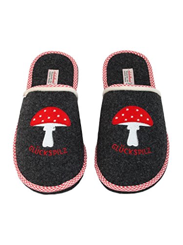 Adelheid Glückspilz Filzpantoffeln, Farbe:Rabenschwarz, Größe:42/43 von Adelheid