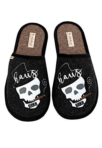 Adelheid Hausherr Filzpantoffel - hergestellt in Portugal - im Geschenkkarton - Rockabilly - zum Einzug, Farbe:Rabenschwarz, Größe:42/43 von Adelheid