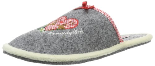 Adelheid Heimatglück Hirsch Filzpantoffel, Farbe:mausgrau, Größe:36/37 von Adelheid