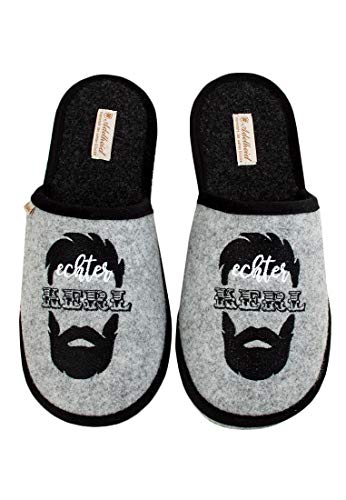 Adelheid Echter Kerl Filzpantoffel - Männergeschenk - Made in Portugal - Italienischer Wollfilz, Farbe:mausgrau, Größe:44/45 von Adelheid