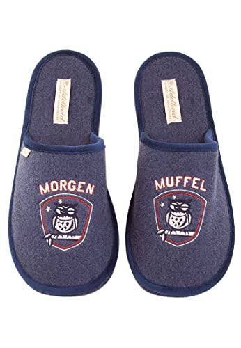 Adelheid Morgenmuffel Filzpantoffel - Made in Portugal - Recycelter Filz - leichte Sohle, Farbe:steinblau, Größe:44/45 von Adelheid