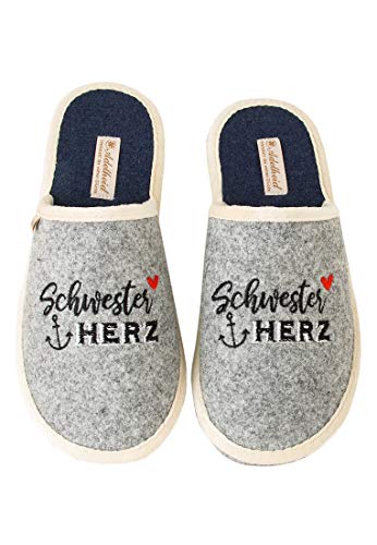 Adelheid Schwesterherz Filzpantoffeln, Farbe:mausgrau, Größe:36/37 von Adelheid