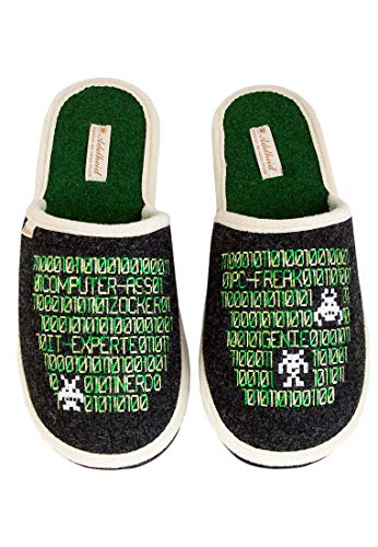 Adelheid Zocker Filzpantoffel - Italienischer Wollfilz - hergestellt in Portugal Computerfreunde & Zocker, Farbe:Rabenschwarz, Größe:42/43 von Adelheid