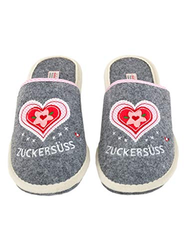 Adelheid Zuckersüss Filzpantoffel, Farbe:mausgrau, Größe:38/39 von Adelheid