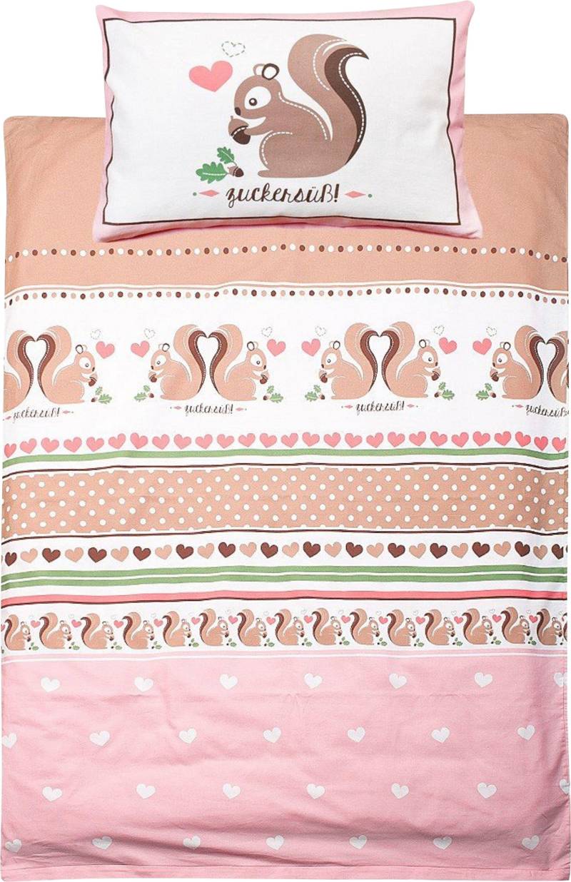 ADELHEID Kinderbettwäsche "Zuckersüß Eichhörnchen" abgepasstes Kissen mit Eichhörnchen von Adelheid