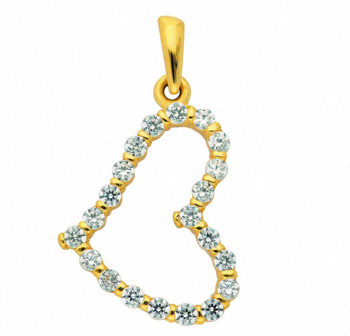 Adelia´s Kettenanhänger Damen Goldschmuck 333 Gold Anhänger Herz mit Zirkonia, 333 Gold Goldschmuck für Damen von Adelia´s