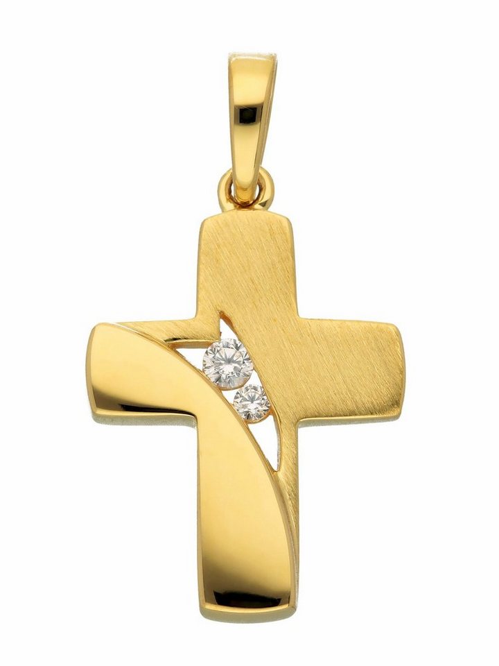 Adelia´s Kettenanhänger 333 Gold Kreuz Anhänger mit Zirkonia, mit Zirkonia Goldschmuck für Damen & Herren von Adelia´s