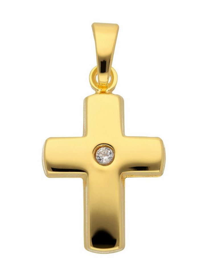 Adelia´s Kettenanhänger 333 Gold Kreuz Anhänger mit Zirkonia, mit Zirkonia Goldschmuck für Damen & Herren von Adelia´s