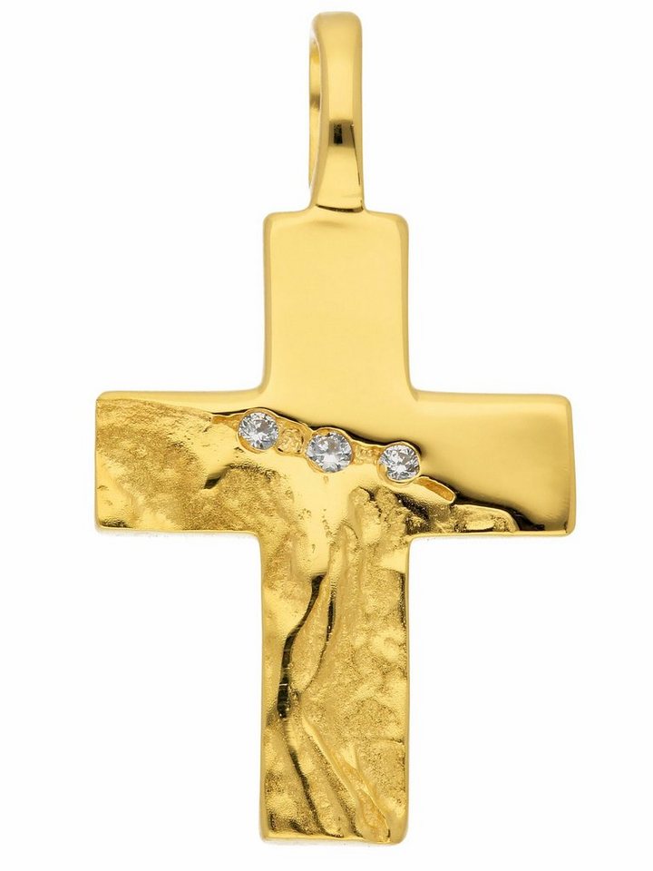 Adelia´s Kettenanhänger 333 Gold Kreuz Anhänger mit Zirkonia, mit Zirkonia Goldschmuck für Damen & Herren von Adelia´s