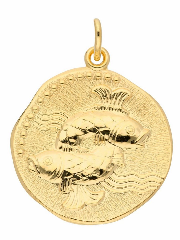 Adelia´s Kettenanhänger 333 Gold Sternzeichen Anhänger Fisch Ø 18,2 mm, Goldschmuck für Damen & Herren von Adelia´s