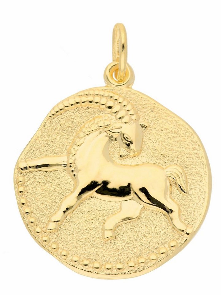 Adelia´s Kettenanhänger 333 Gold Sternzeichen Anhänger Steinbock Ø 18,2 mm, Goldschmuck für Damen & Herren von Adelia´s