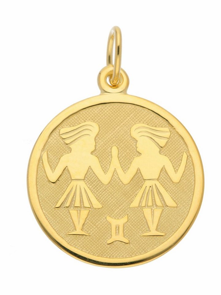 Adelia´s Kettenanhänger 333 Gold Sternzeichen Anhänger Zwilling Ø 16 mm, Goldschmuck für Damen & Herren von Adelia´s