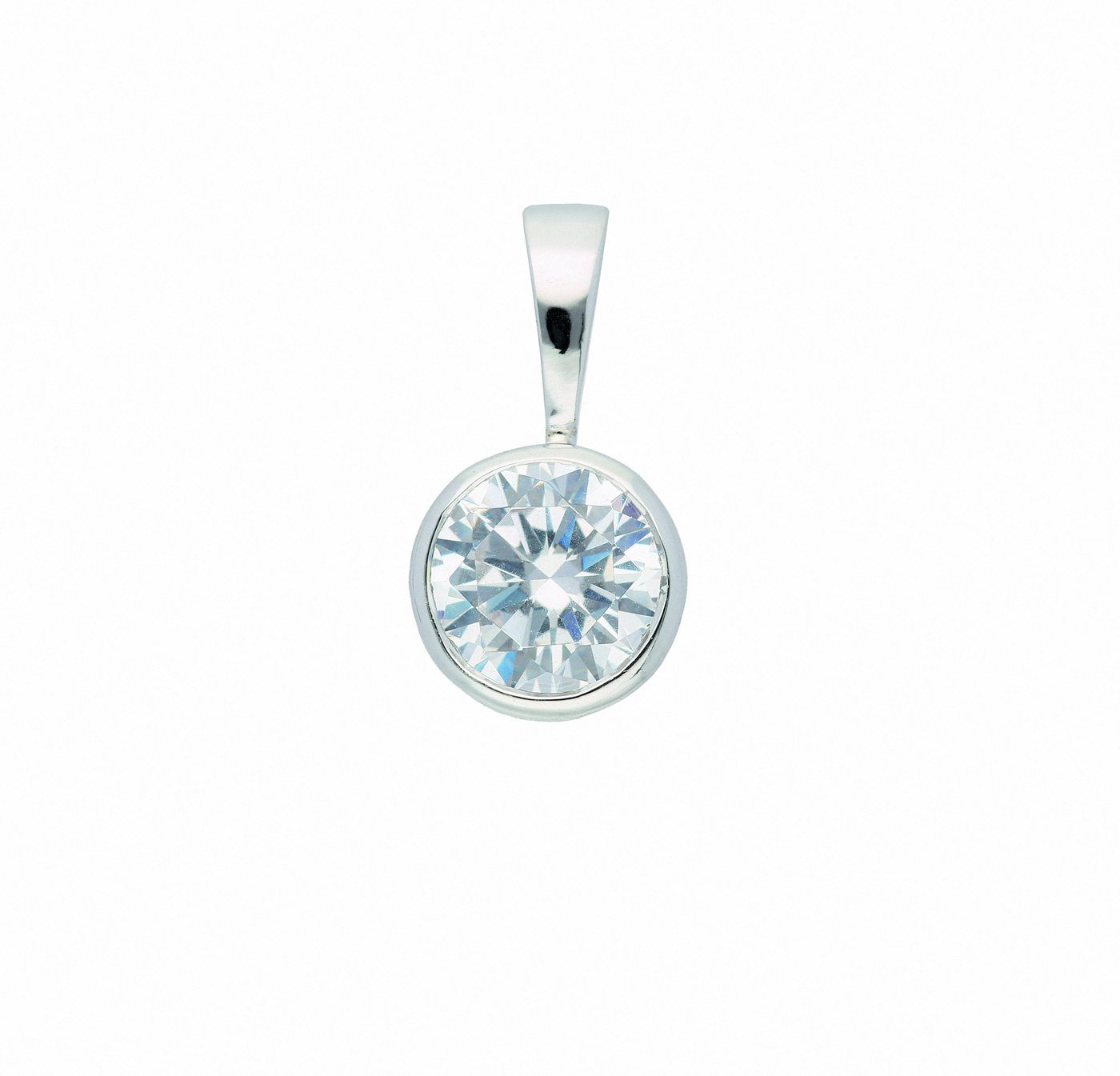 Adelia´s Kettenanhänger Damen Silberschmuck 925 Silber Anhänger mit Zirkonia Ø 6,5 mm, 925 Sterling Silber Silberschmuck für Damen von Adelia´s