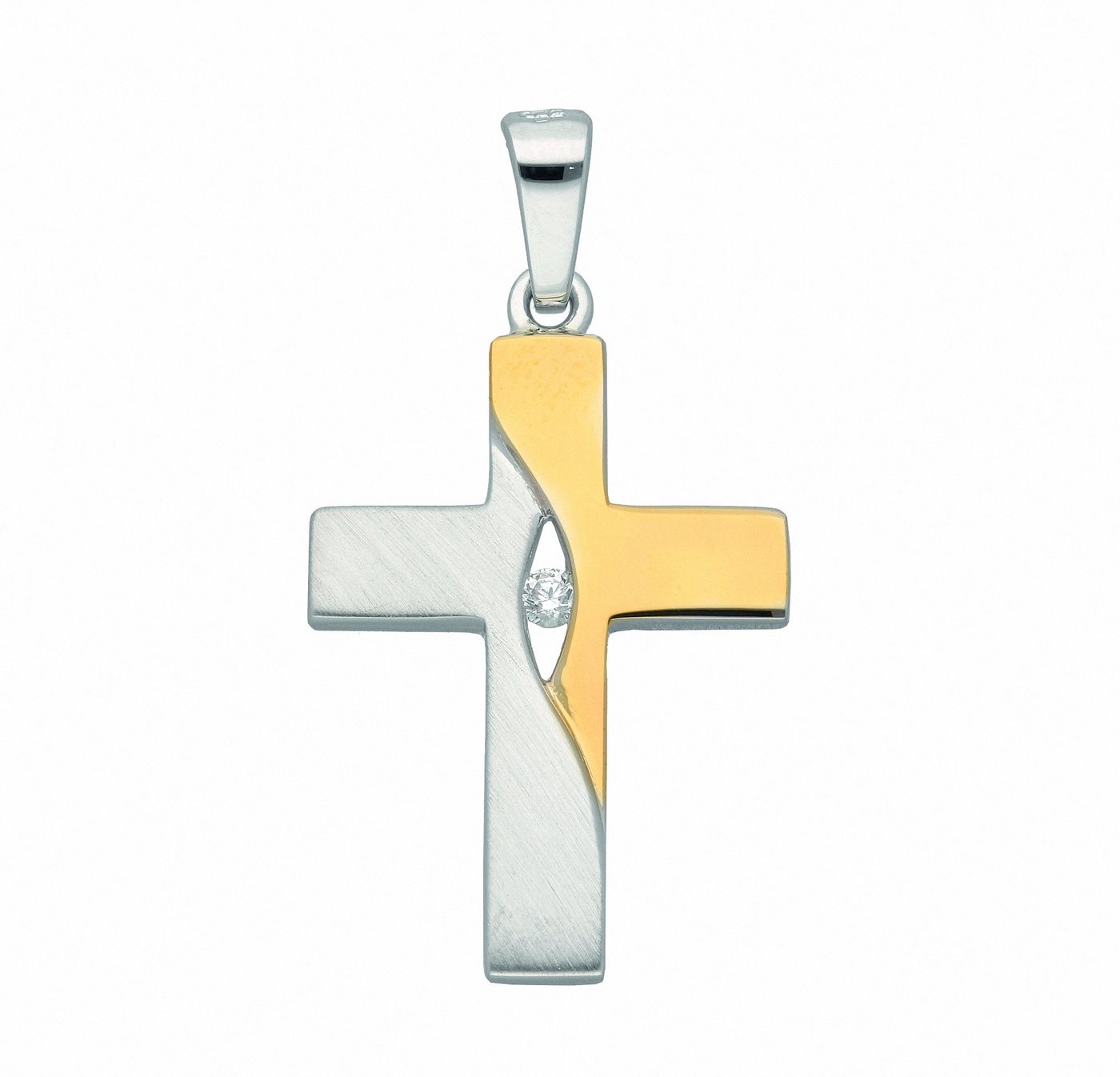 Adelia´s Kettenanhänger 925 Silber Kreuz Anhänger mit Zirkonia, mit Zirkonia Silberschmuck für Damen & Herren von Adelia´s