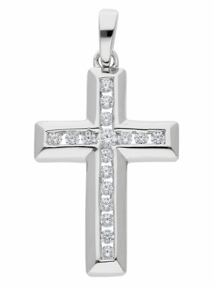 Adelia´s Kettenanhänger 925 Silber Kreuz Anhänger mit Zirkonia, mit Zirkonia Silberschmuck für Damen & Herren von Adelia´s