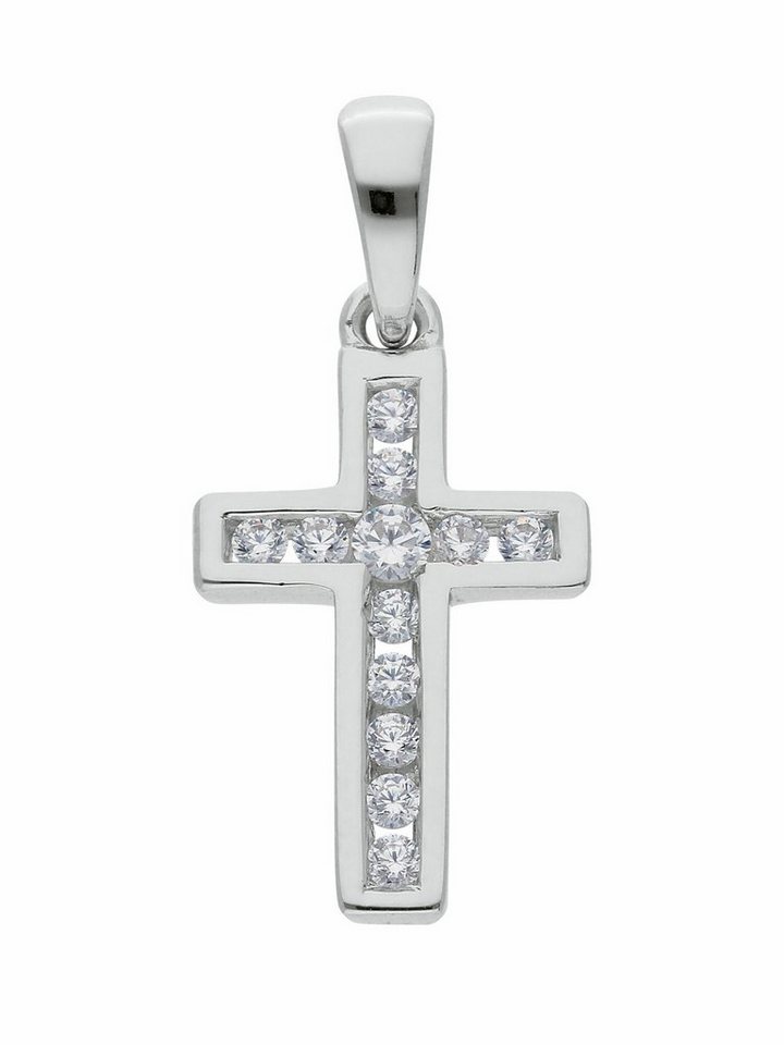 Adelia´s Kettenanhänger 925 Silber Kreuz Anhänger mit Zirkonia, mit Zirkonia Silberschmuck für Damen & Herren von Adelia´s