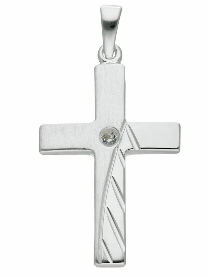 Adelia´s Kettenanhänger 925 Silber Kreuz Anhänger mit Zirkonia, mit Zirkonia Silberschmuck für Damen & Herren von Adelia´s