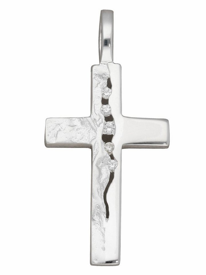 Adelia´s Kettenanhänger 925 Silber Kreuz Anhänger mit Zirkonia, mit Zirkonia Silberschmuck für Damen & Herren von Adelia´s