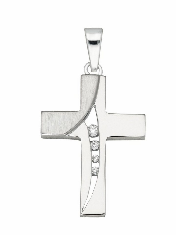 Adelia´s Kettenanhänger 925 Silber Kreuz Anhänger mit Zirkonia, mit Zirkonia Silberschmuck für Damen & Herren von Adelia´s