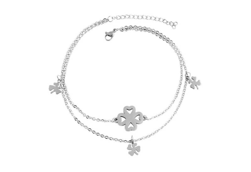 Adelia´s Fußkette Damen Fusskette / Fusskettchen Kleeblatt aus Edelstahl 26+5 cm von Adelia´s