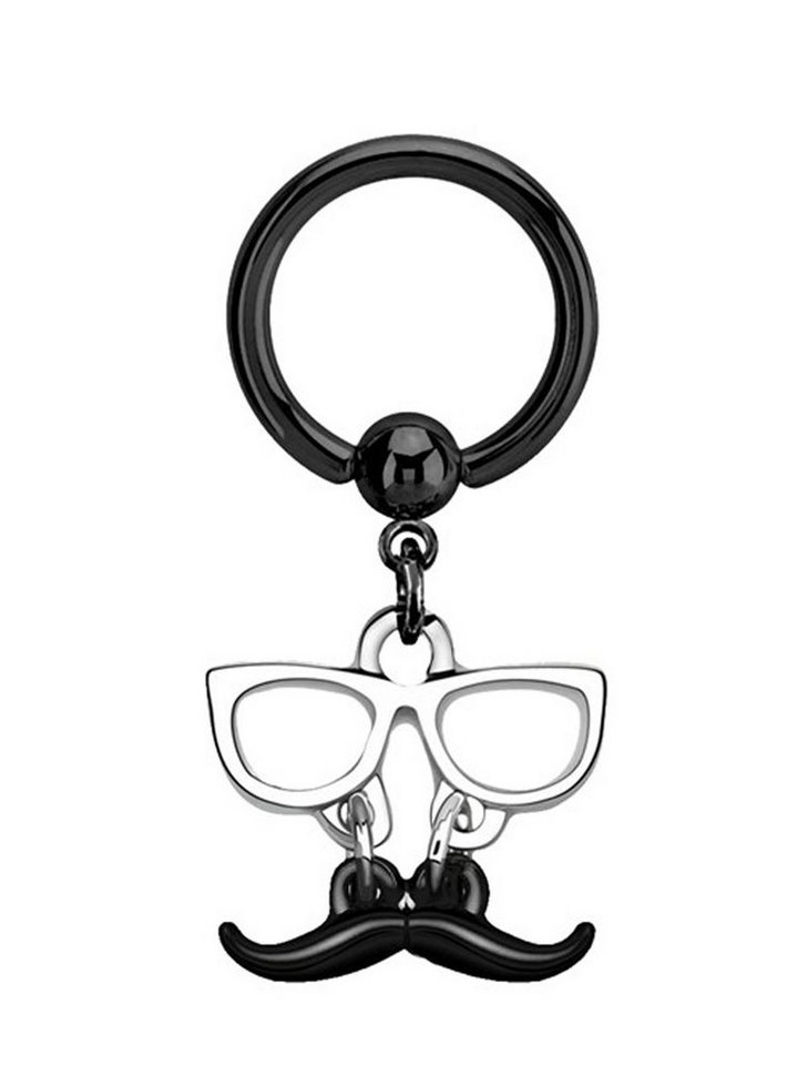 Adelia´s Intimpiercing Piercing  Intimpiercing , Intimpiercing Ring PVD schwarz 1,6 mm mit Brille und Bart von Adelia´s