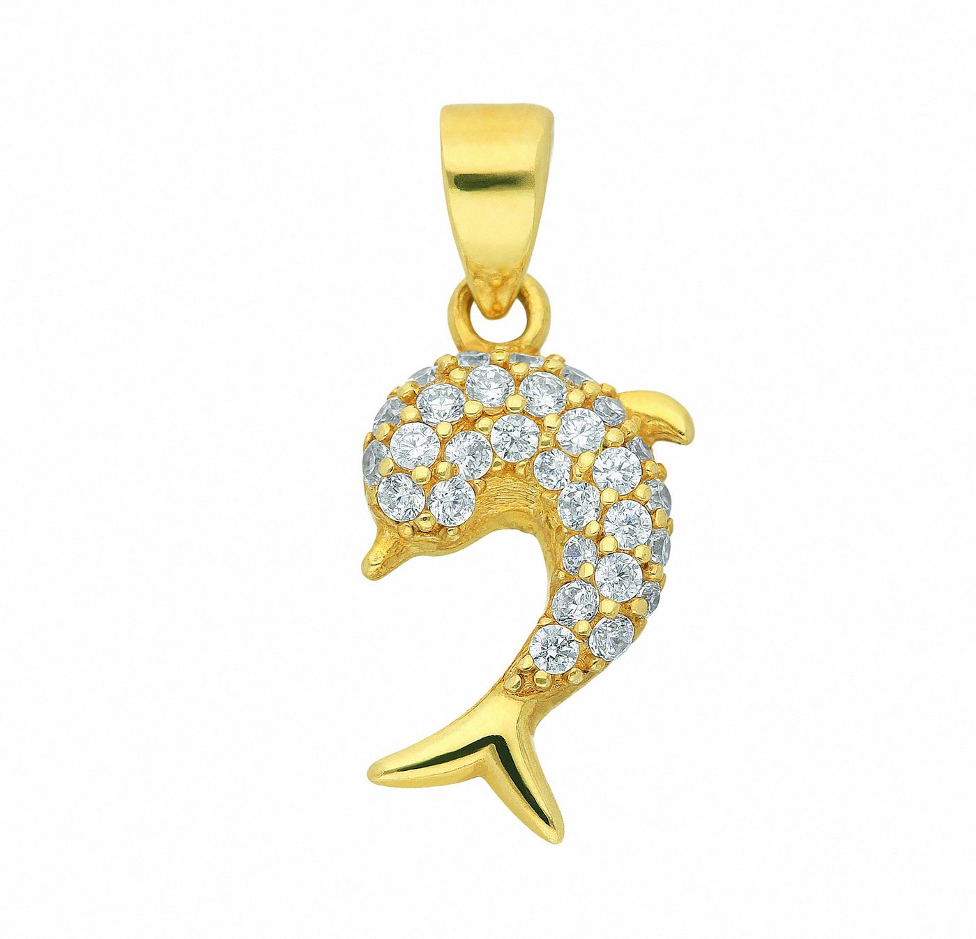 Adelia´s Kette mit Anhänger 333 Gold Anhänger Delphin mit Zirkonia, Schmuckset - Set mit Halskette von Adelia´s