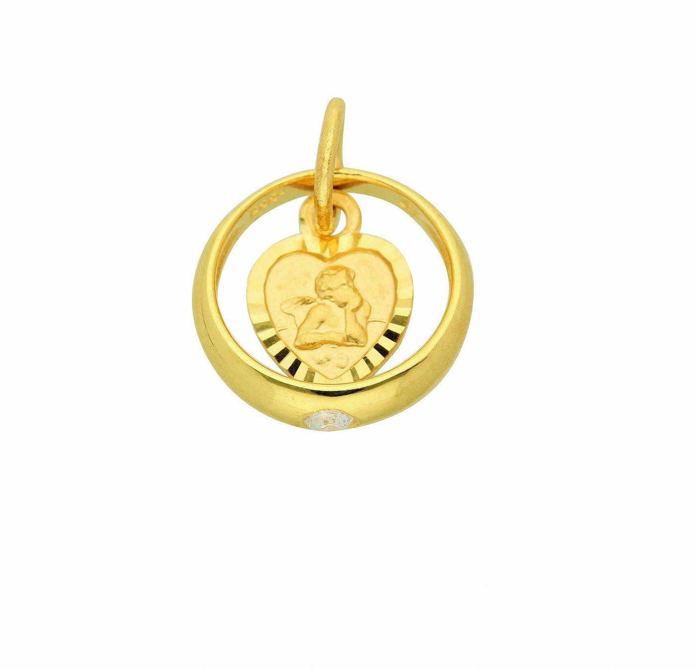 Adelia´s Kette mit Anhänger 333 Gold Anhänger Taufring mit Zirkonia Ø 10,6 mm, Schmuckset - Set mit Halskette von Adelia´s