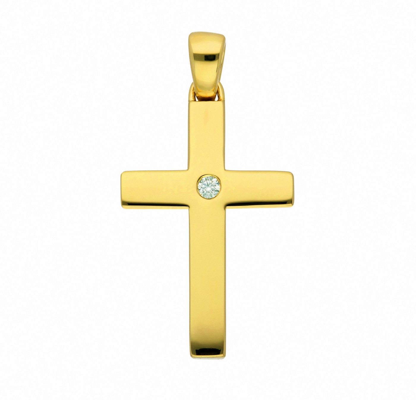 Adelia´s Kette mit Anhänger 585 Gold Kreuz Anhänger mit Diamant Brillant, Schmuckset - Set mit Halskette von Adelia´s