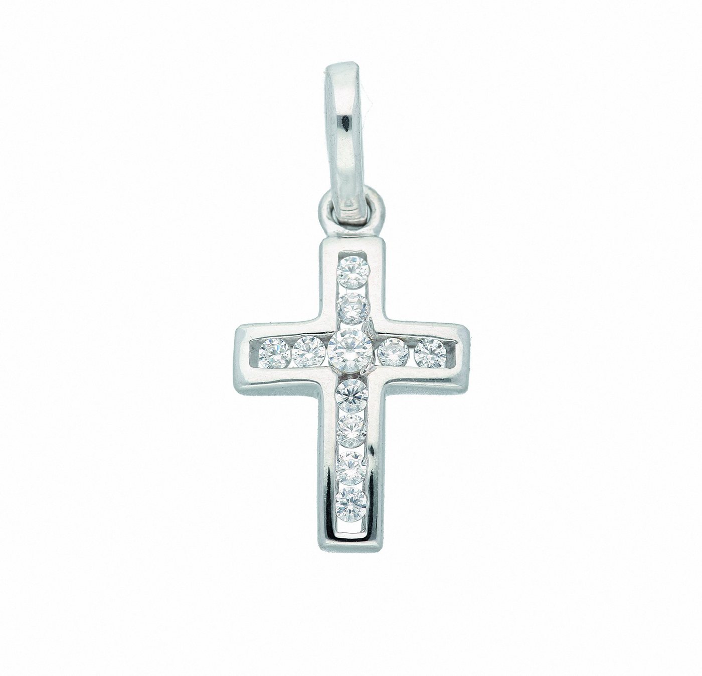 Adelia´s Kette ohne Anhänger 333 Weißgold Kreuz Anhänger mit Zirkonia, Schmuckset - Set mit Halskette von Adelia´s