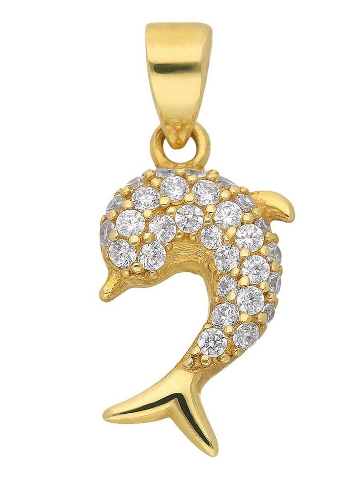 Adelia´s Kettenanhänger 333 Gold Anhänger Delphin mit Zirkonia, 333 Gold mit Zirkonia Goldschmuck für Damen von Adelia´s