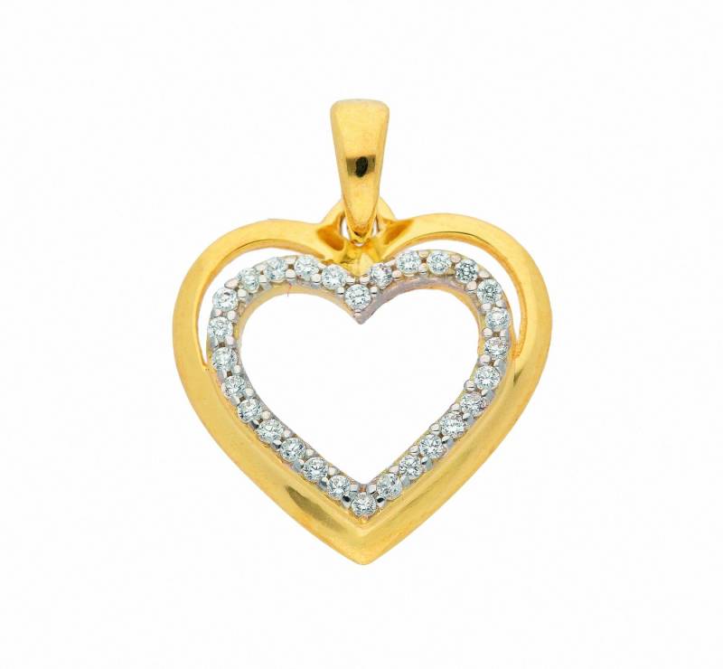Adelia´s Kettenanhänger Damen Gold Schmuck 333 Gold Anhänger Herz mit Zirkonia, mit Zirkonia Goldschmuck für Damen von Adelia´s