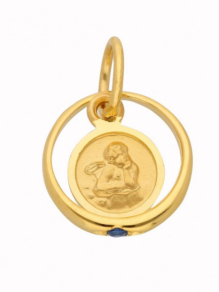 Adelia´s Kettenanhänger 333 Gold Anhänger Taufring mit Safir Ø 10,1 mm, 333 Gold mit Safir Goldschmuck für Damen von Adelia´s