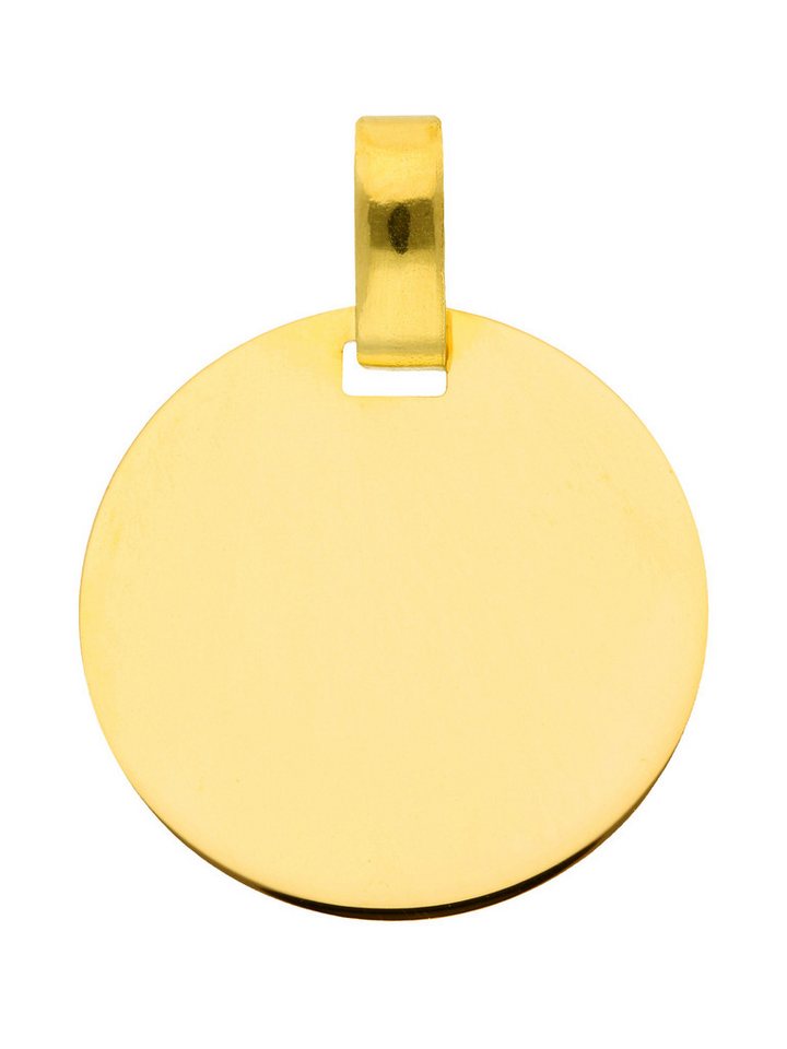 Adelia´s Kettenanhänger Damen Gold Schmuck 333 Gold Gravurplatte Anhänger Ø 16 mm, Goldschmuck für Damen von Adelia´s
