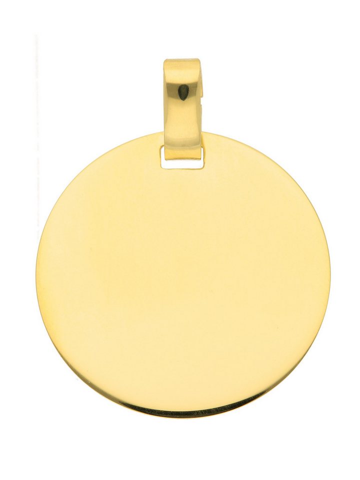 Adelia´s Kettenanhänger Damen Gold Schmuck 333 Gold Gravurplatte Anhänger Ø 18 mm, Goldschmuck für Damen von Adelia´s